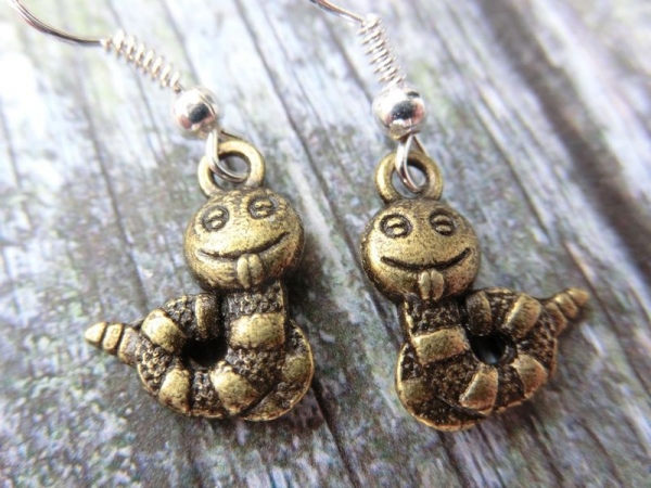 Raupen Ohrringe Vintage Optik Würmer Schlange